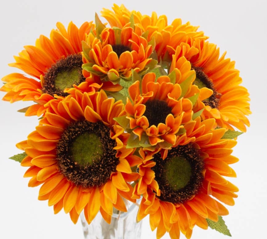 Pack of 7Stems-Rustic antique -Real Touch Sunflower Bouquet