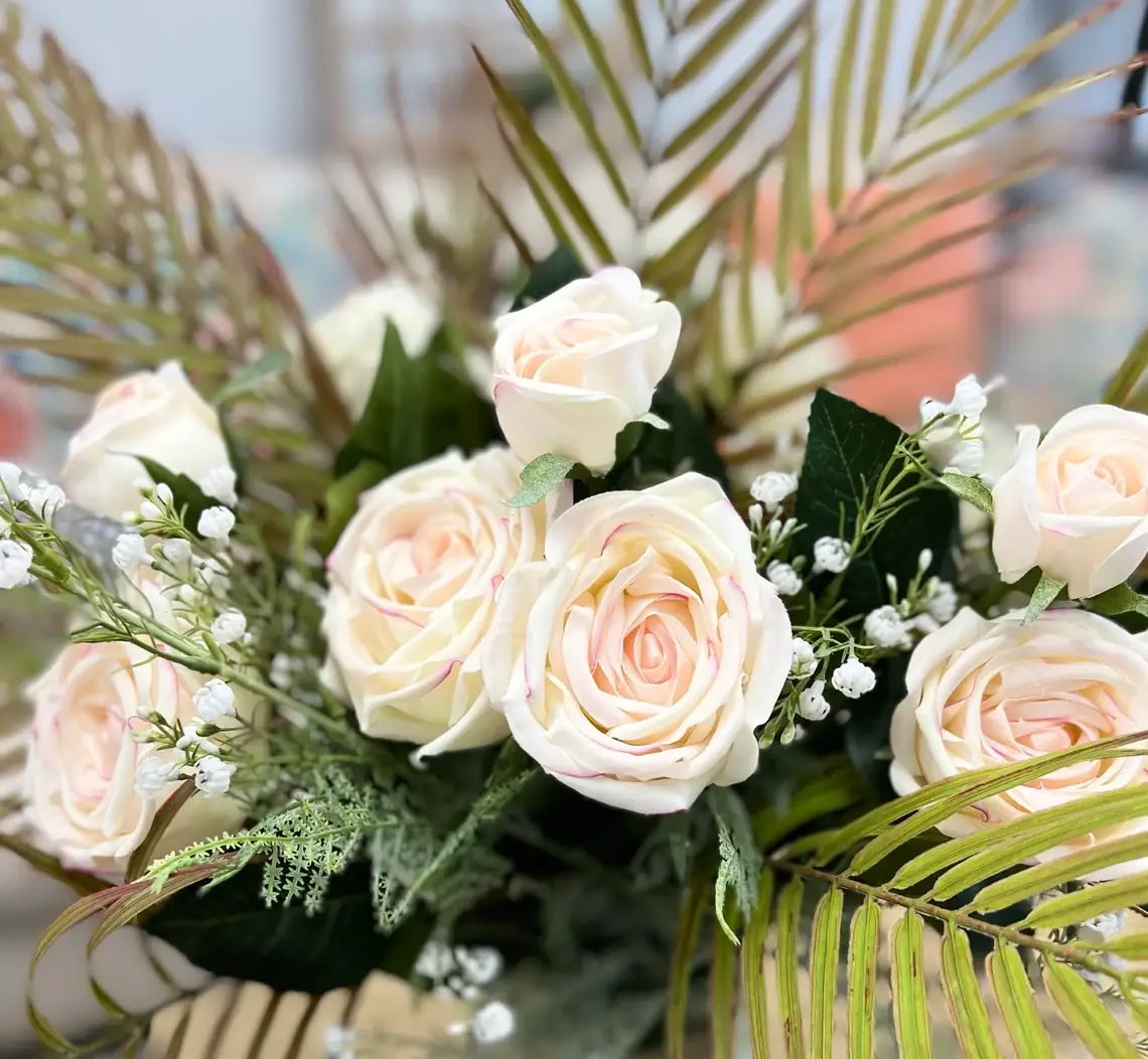 28.75"-Long Lush Elegant large bloom Real Touch Cabbage Rose