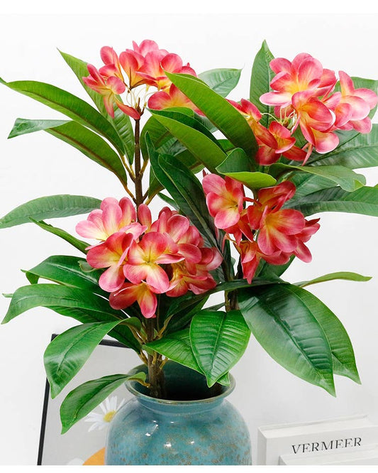 34"Real Touch Leaves Silk Plumeria Frangipani Flower Stem
