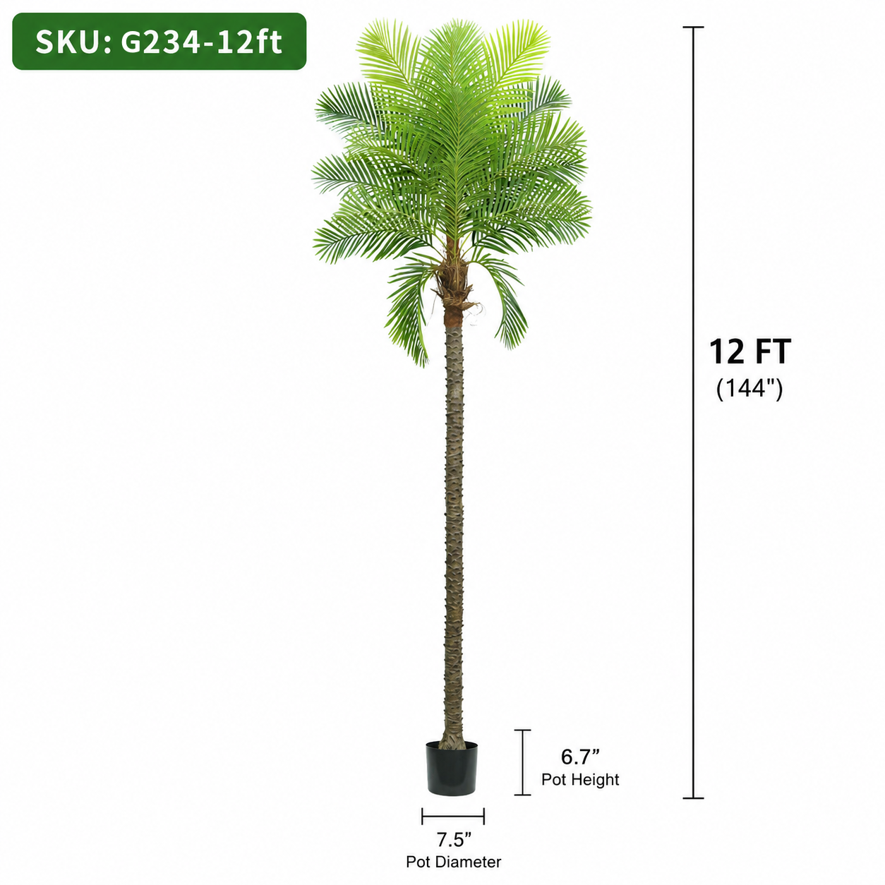 10-12FT-Premium Artificial Coconut Palm Tree, Real Fiber