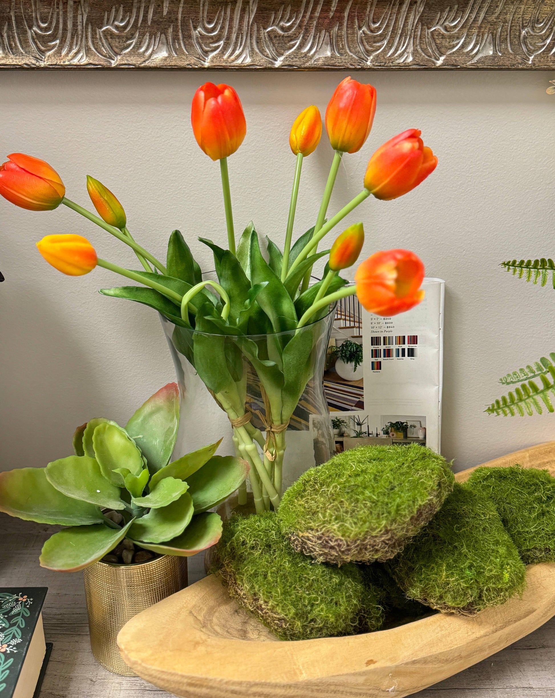 Pack of 6-Large Lifelike Mixed Sizes Artificial Moss pad