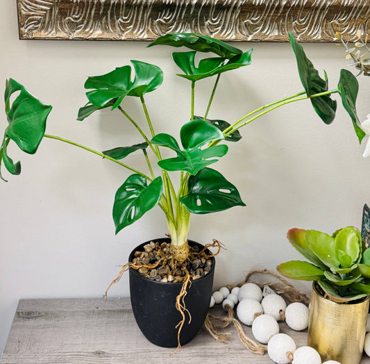 20" Potted Artificial Split Leaf Philodendron Monstera Plant