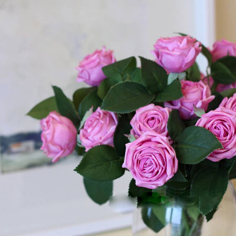 16"Real Touch Garden Tea Rose with 2 sprays