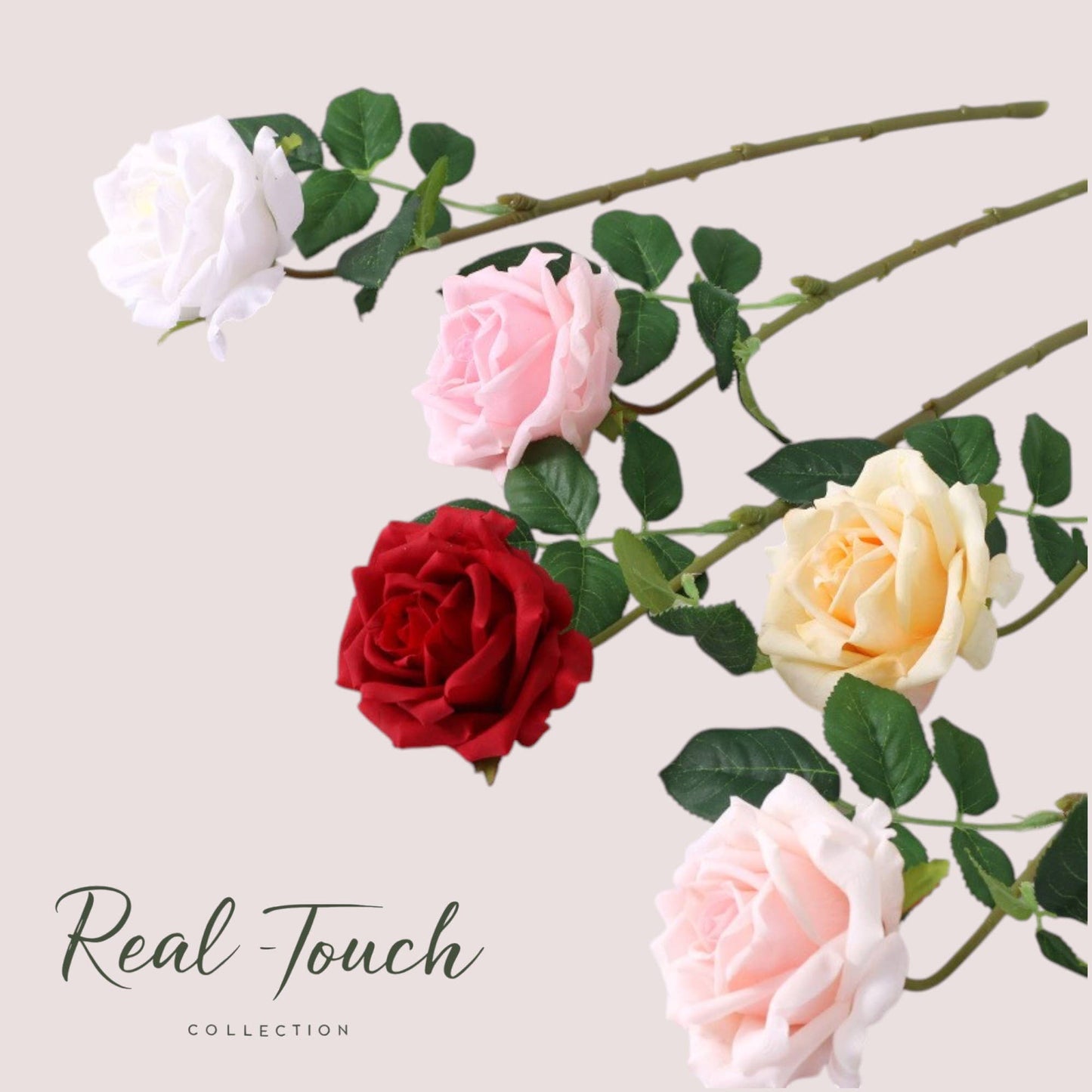 17"-Real Touch Artificial Ingrid Bergman garden Rose 