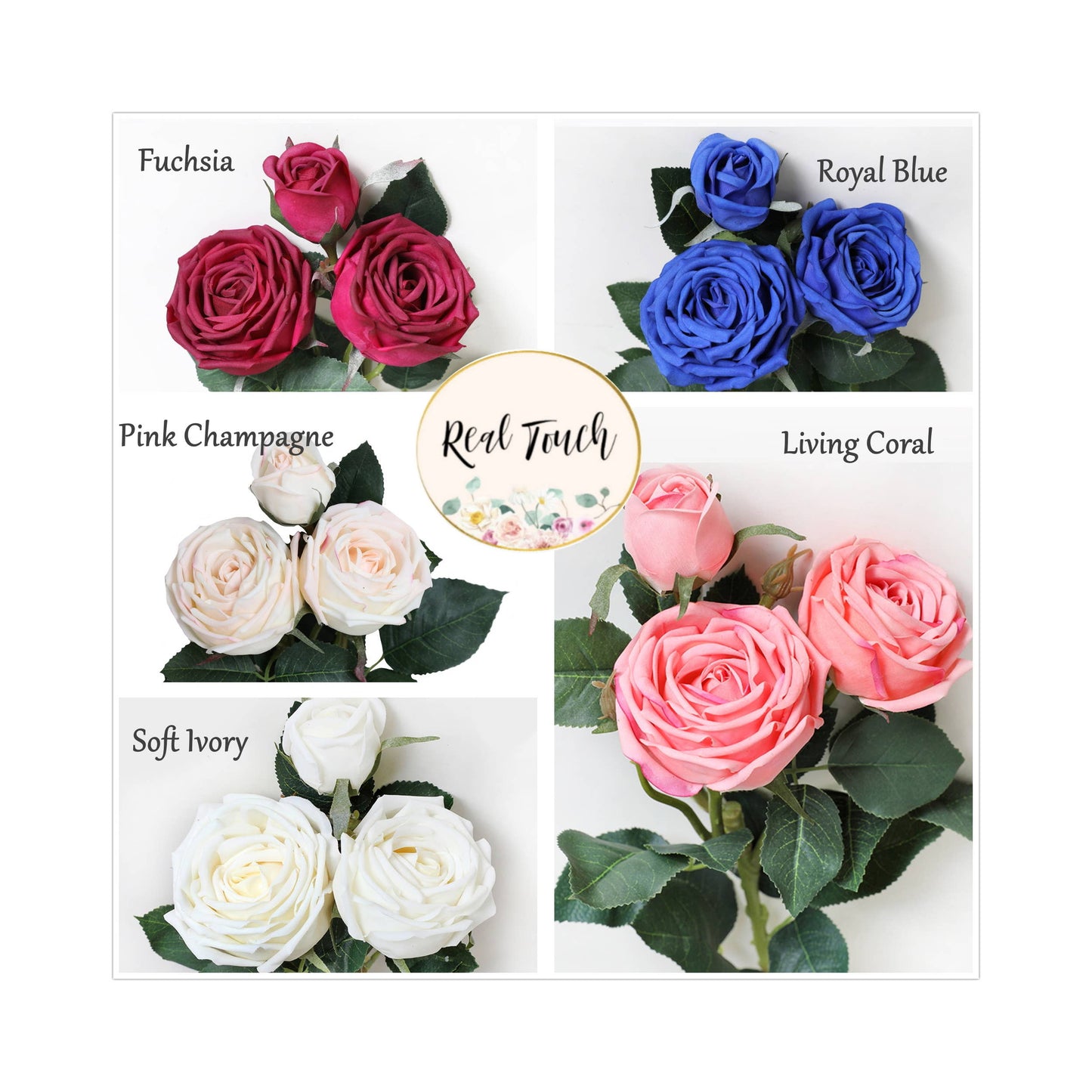 28.75"-Long Lush Elegant large bloom Real Touch Cabbage Rose