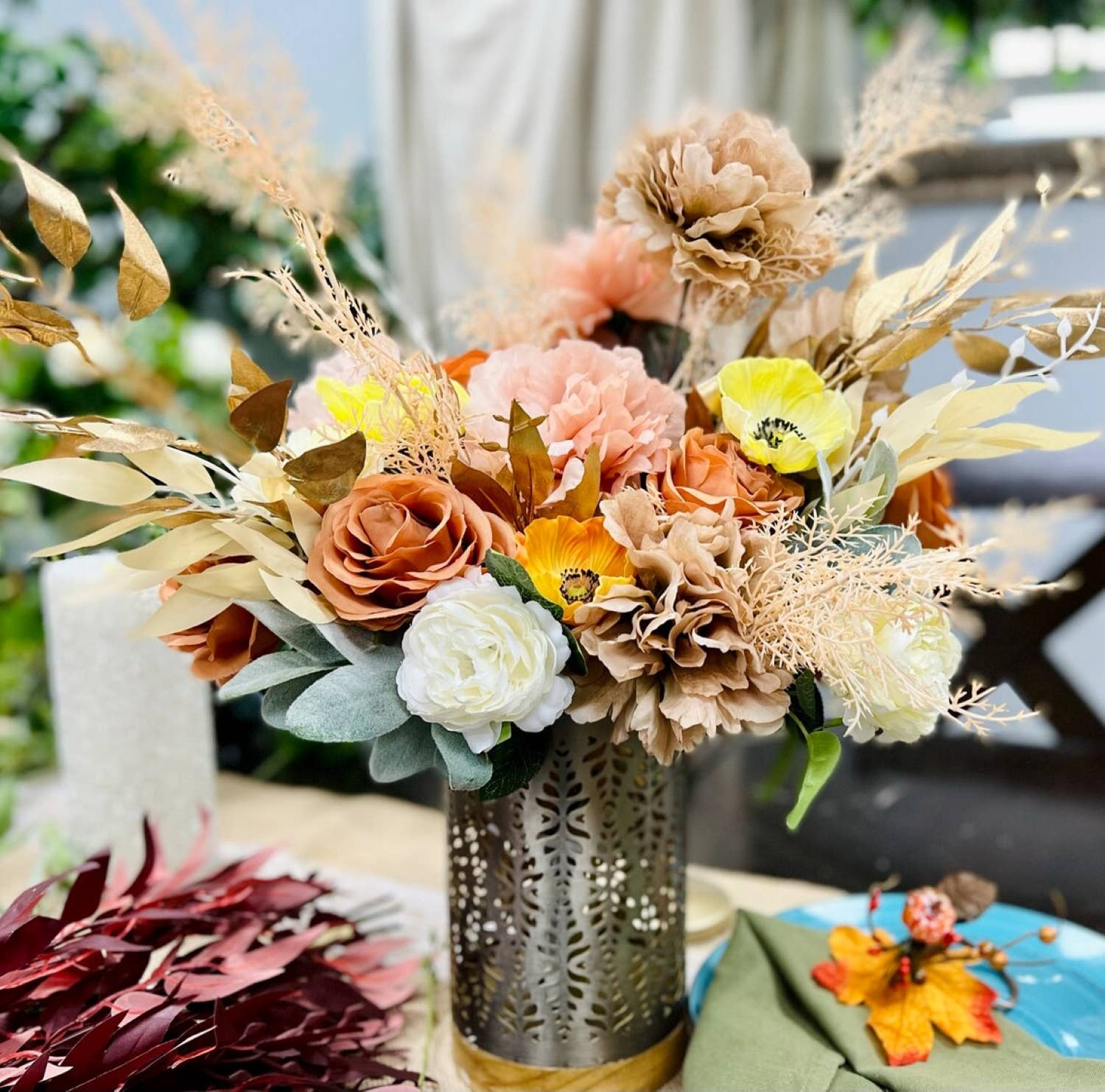20" Artificial silk greenery bush