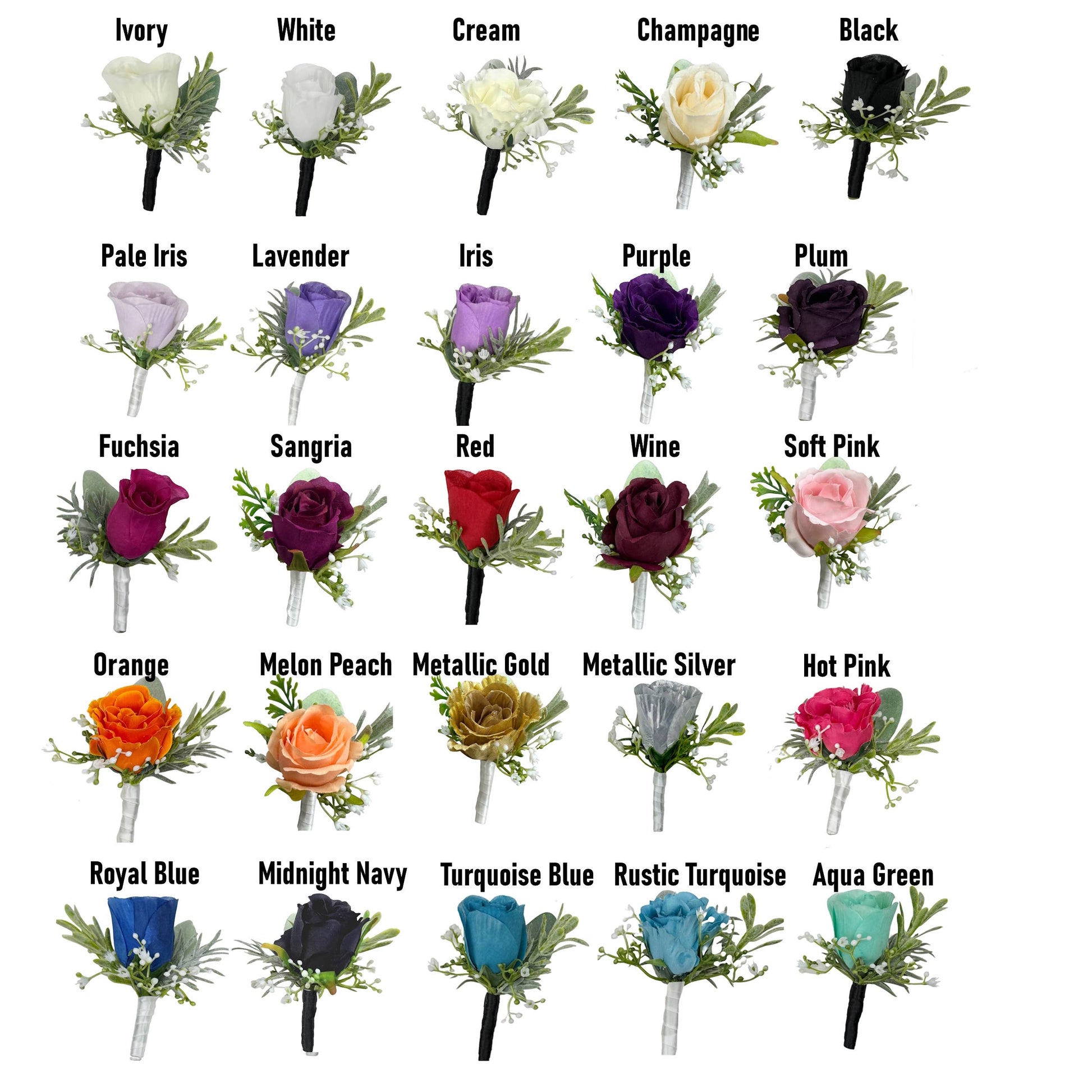 35Colors-Ready to use-Classic Faux Rose Boutonniere-Clip&Pin