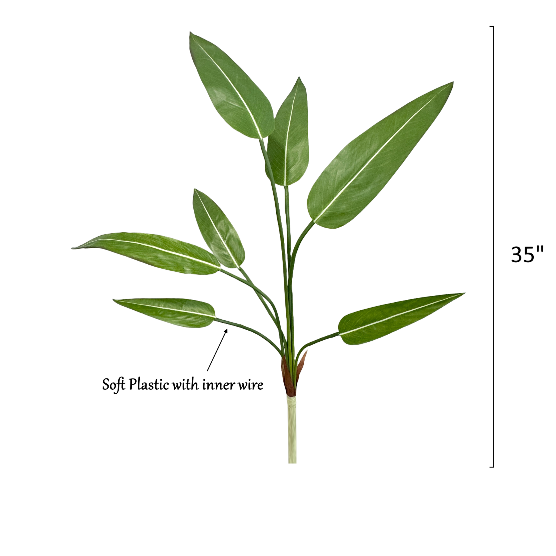 35" Artificial Bird of Paradise Leaf Bush-7 Sprays