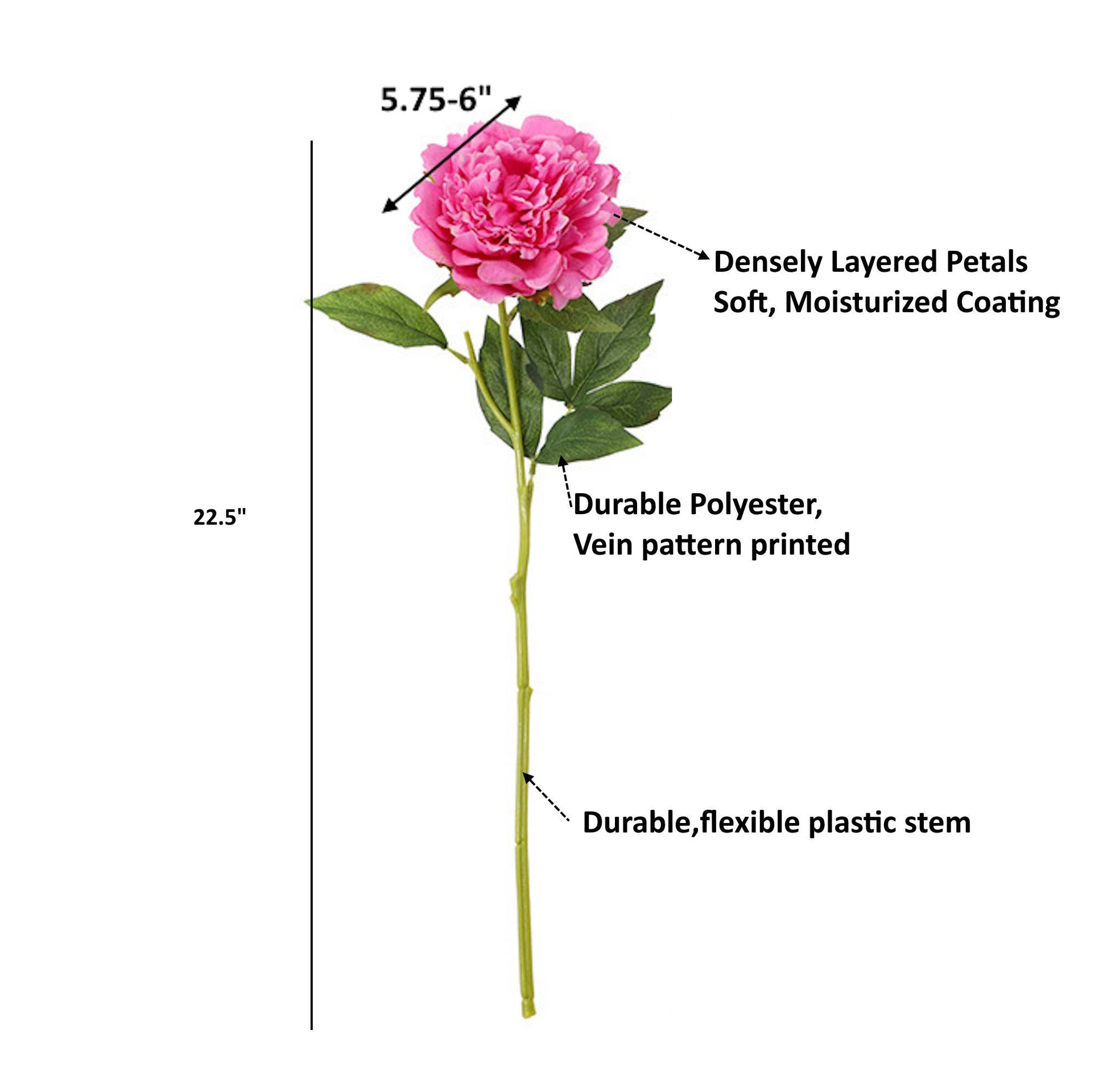 23.5"-Real Touch Moisturized Coating Peony Stem