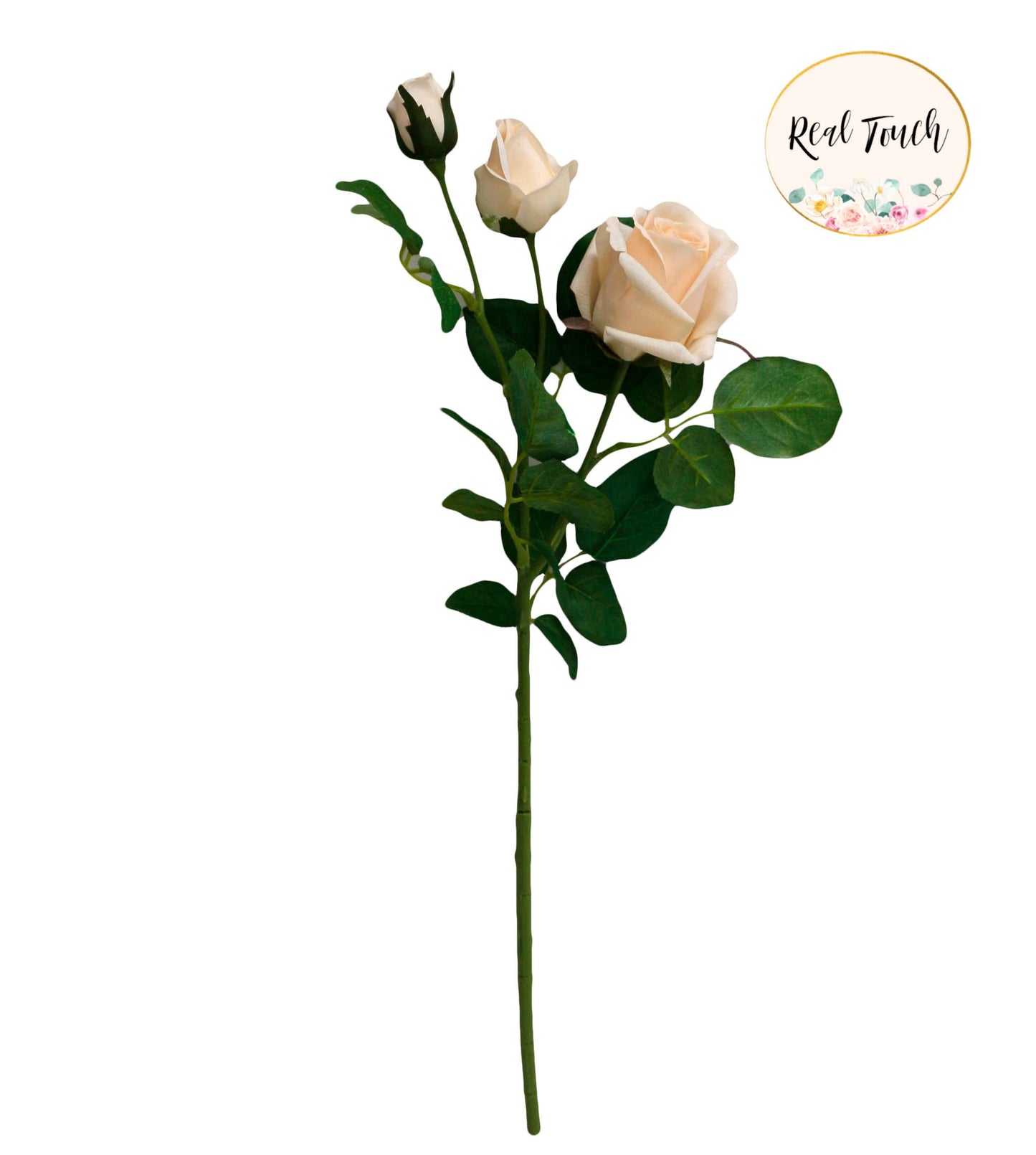 21"-Real touch moisturized petals Faux Rose-3 Blooms