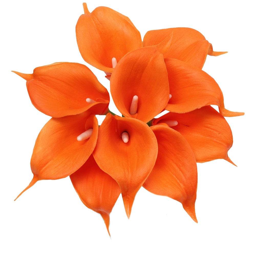 pack of 10-Peach Coral Brown real touch 14inch calla lilies