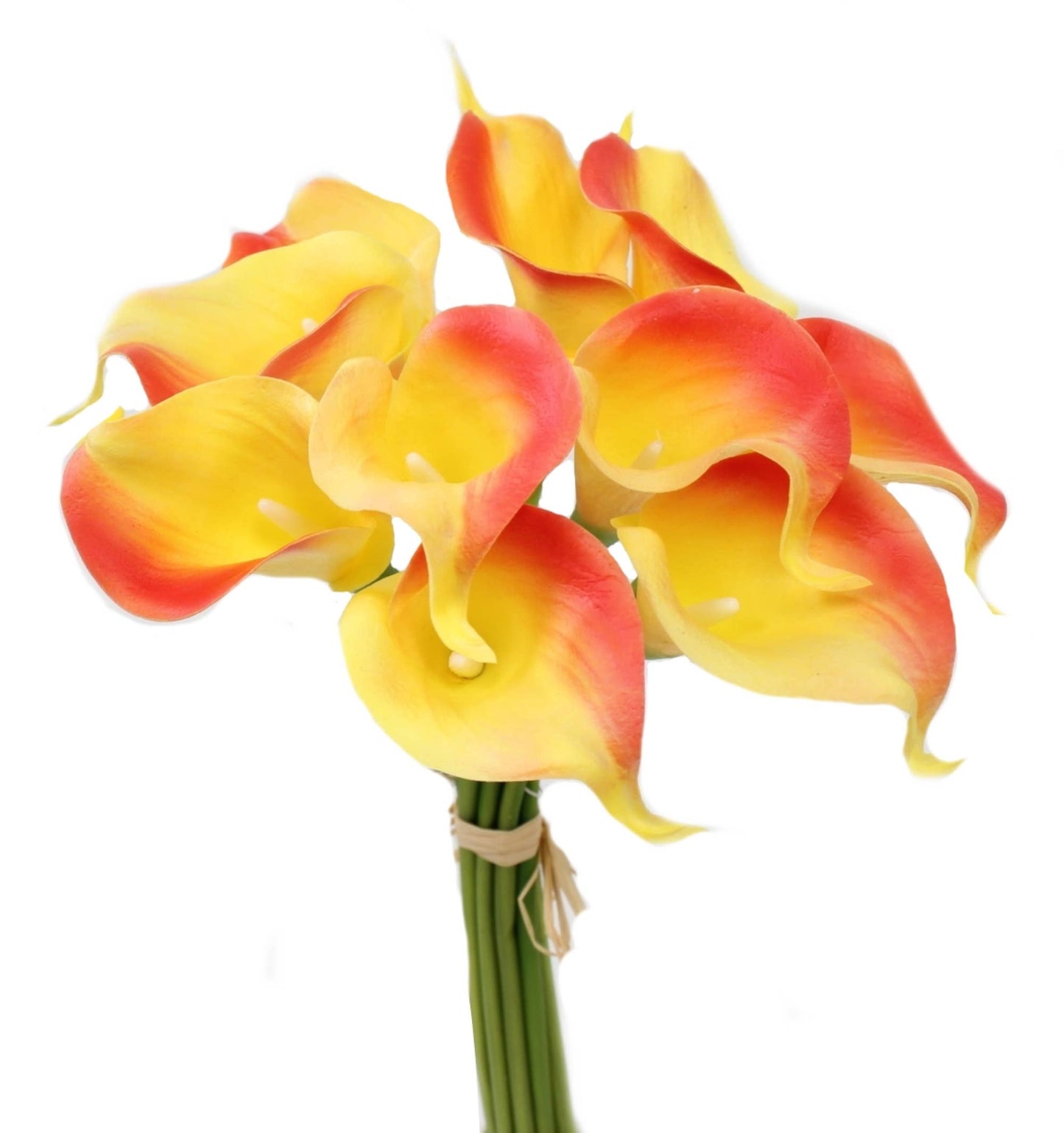 pack of 10-Peach Coral Brown real touch 14inch calla lilies