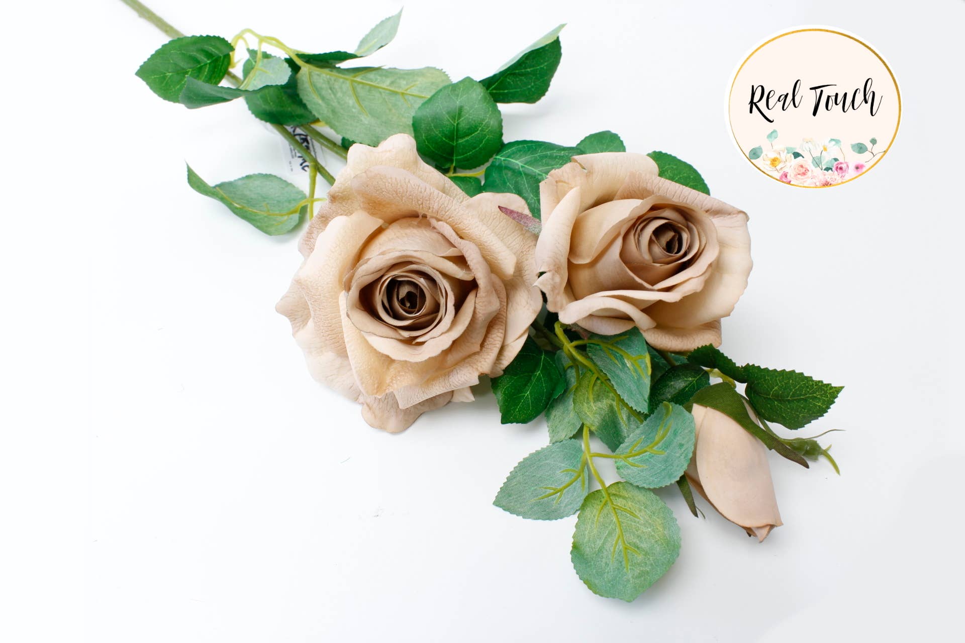 27"-Real Touch moisturized coating rose stem-3 Blooms