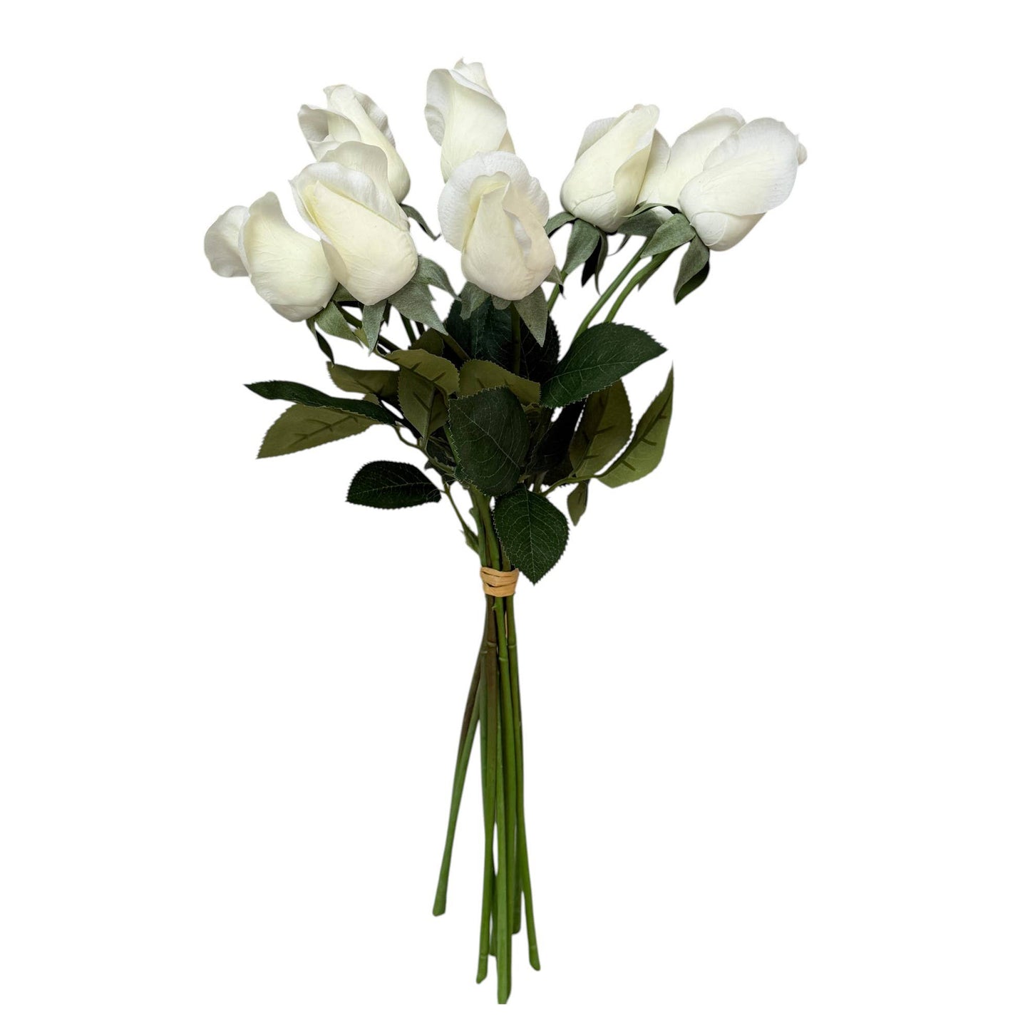 9 Stems-Raffia Tied Real Touch Moisturized Coating Rose