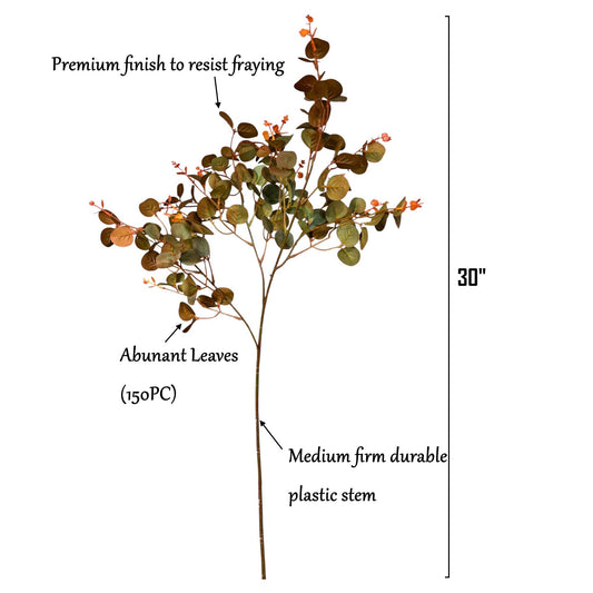 30" Rich Fall Tone Faux Eucalyptus Spray-150 Abundant Leaves