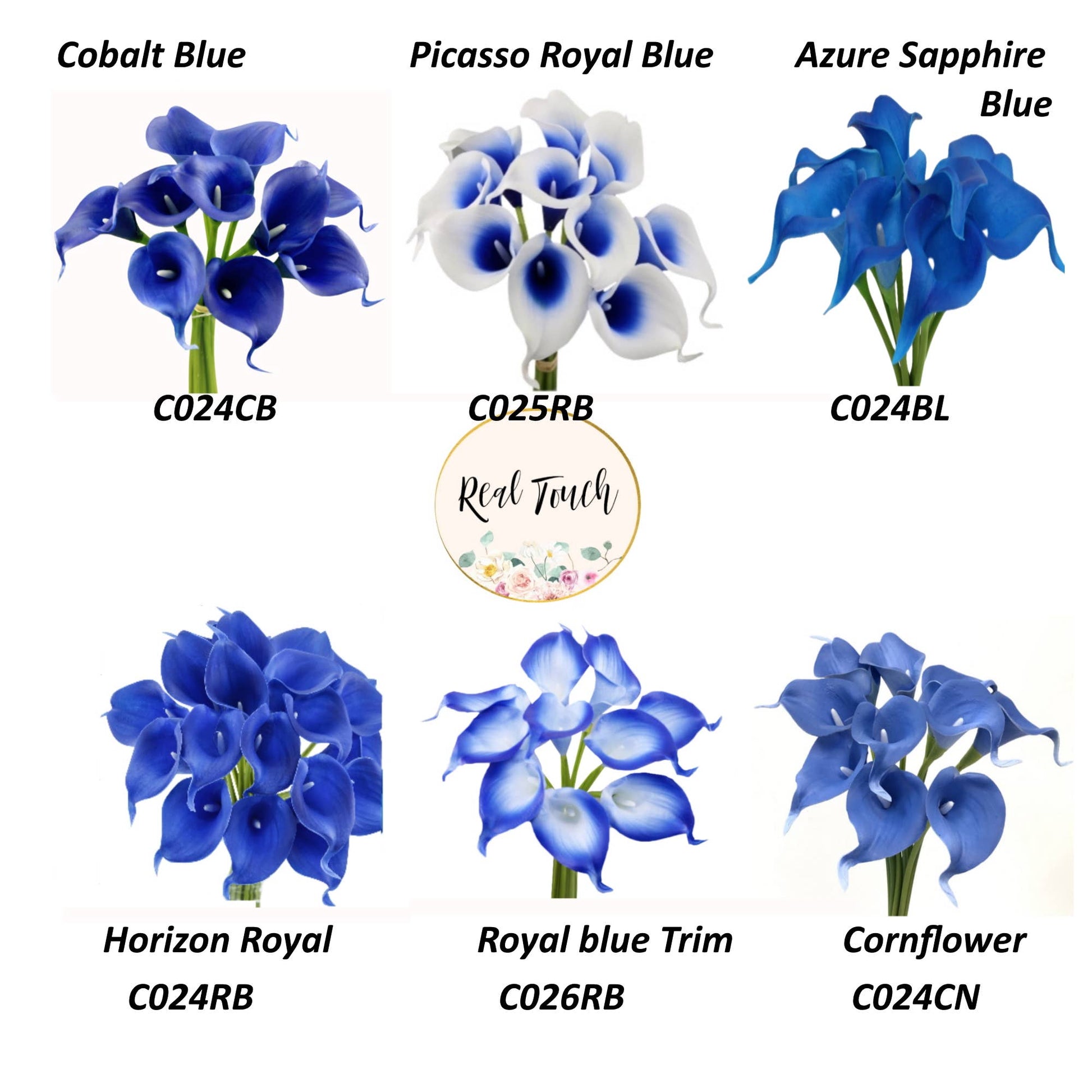 Pack of 10-Lifelike Real Touch Calla lily-Blue Collection