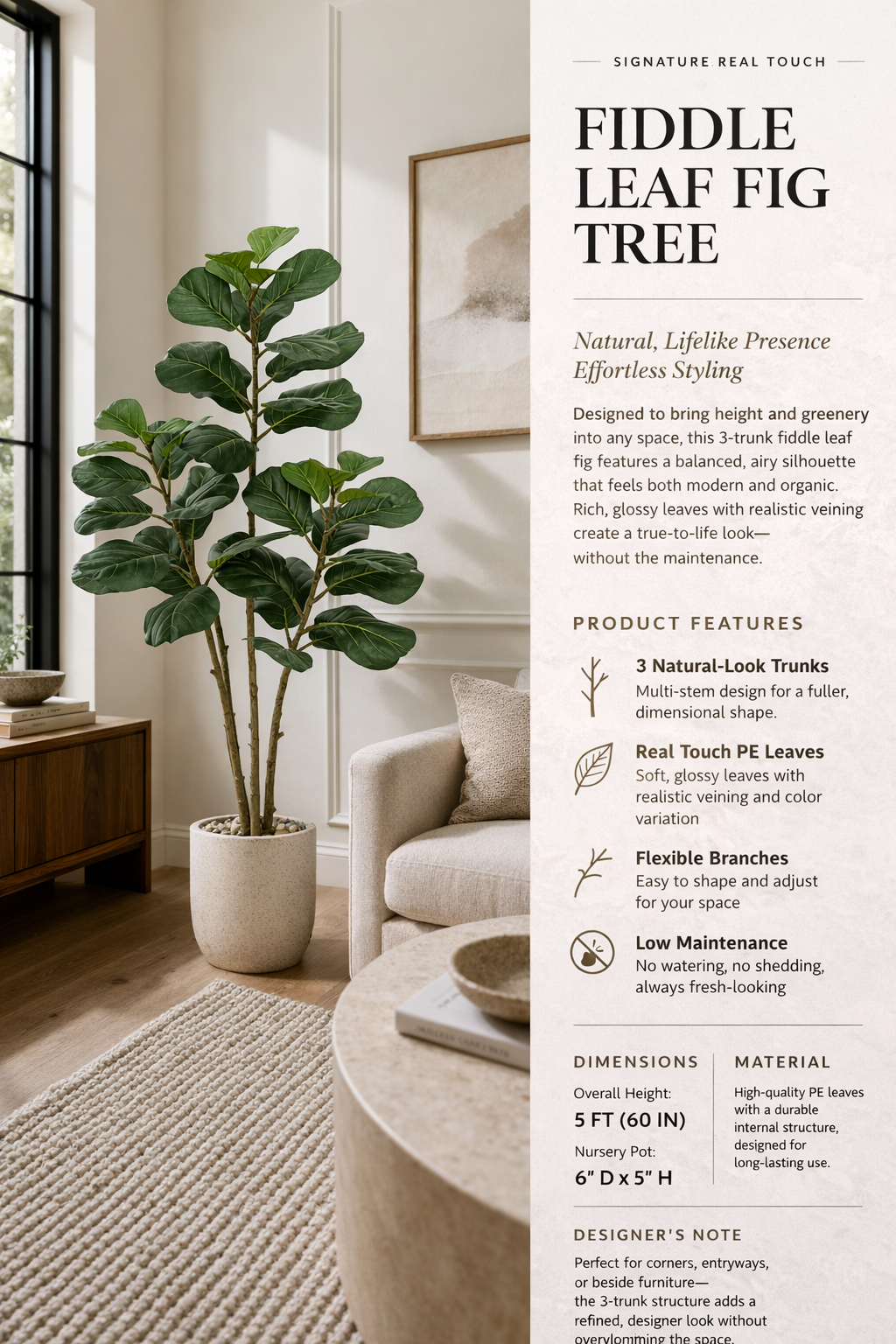 Signature Multi-Trunk (3 & 4) Artificial Fiddle Leaf Fig