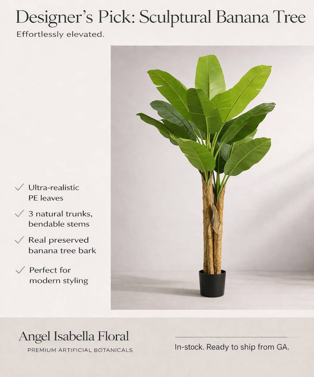 Large Artificial Banana Tree-PE Leaves Lifelike Trunk