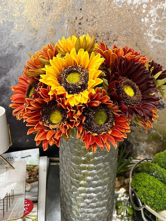 Pack of 7Stems-Rustic antique -Real Touch Sunflower Bouquet