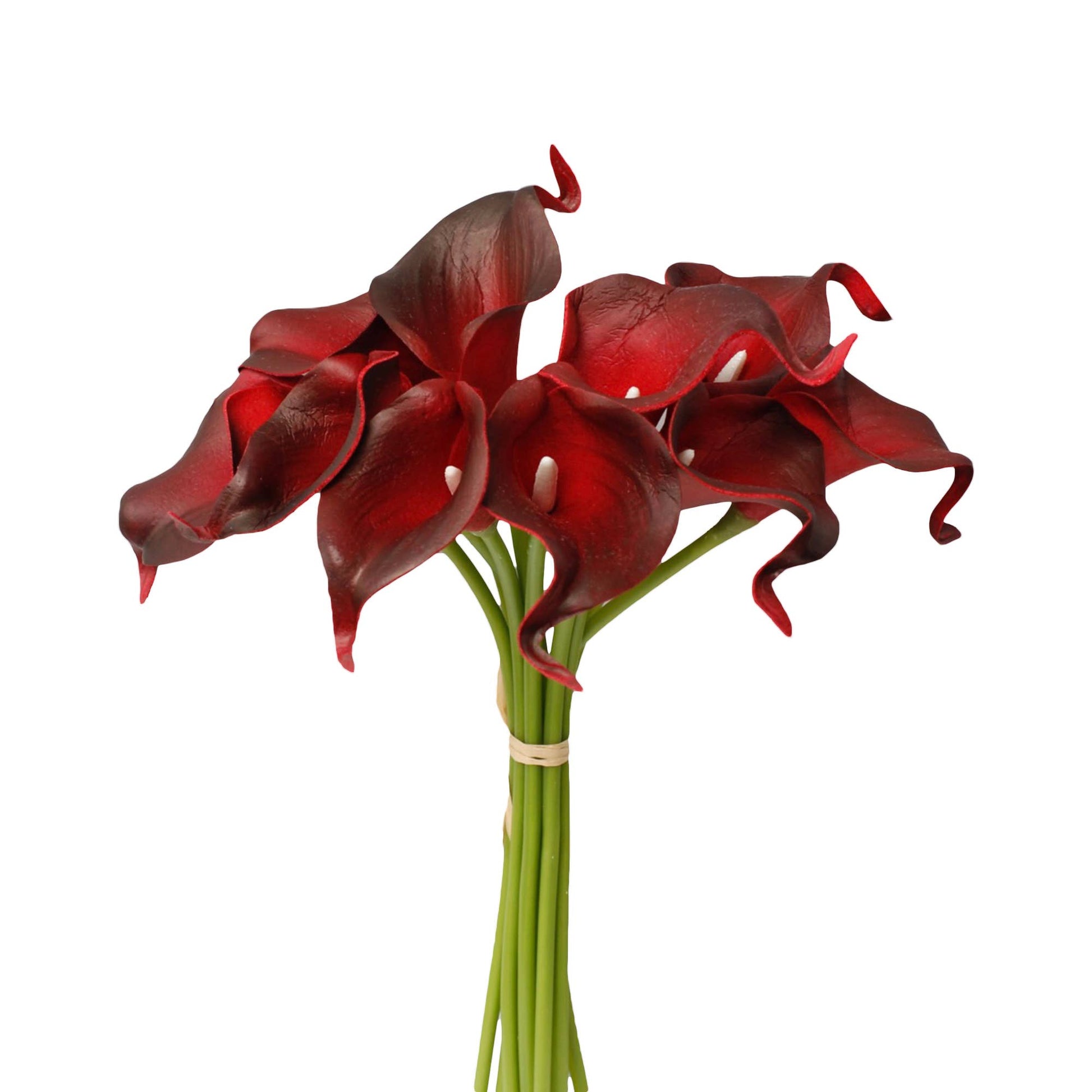 10-stem real touch calla lily-Red burgundy color palette