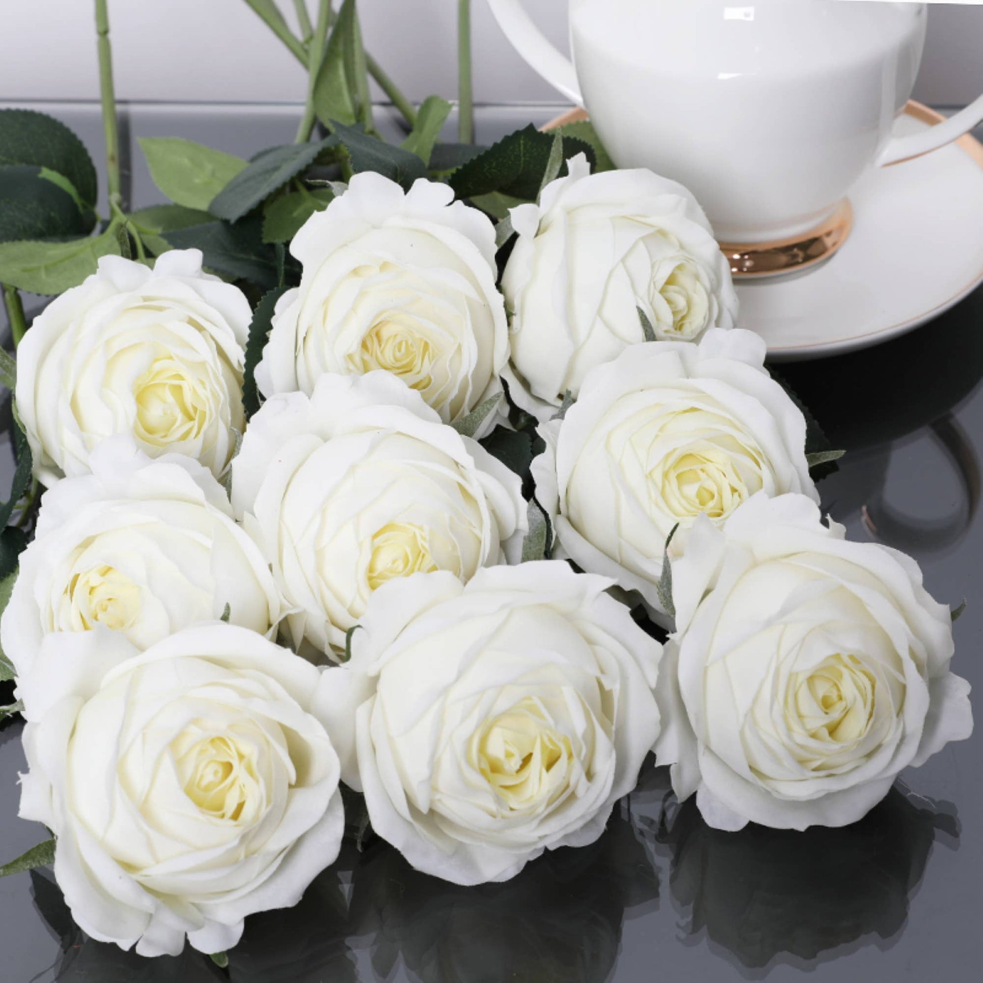 17"-Ultra Realist Real touch Cabbage Rose-Artificial 