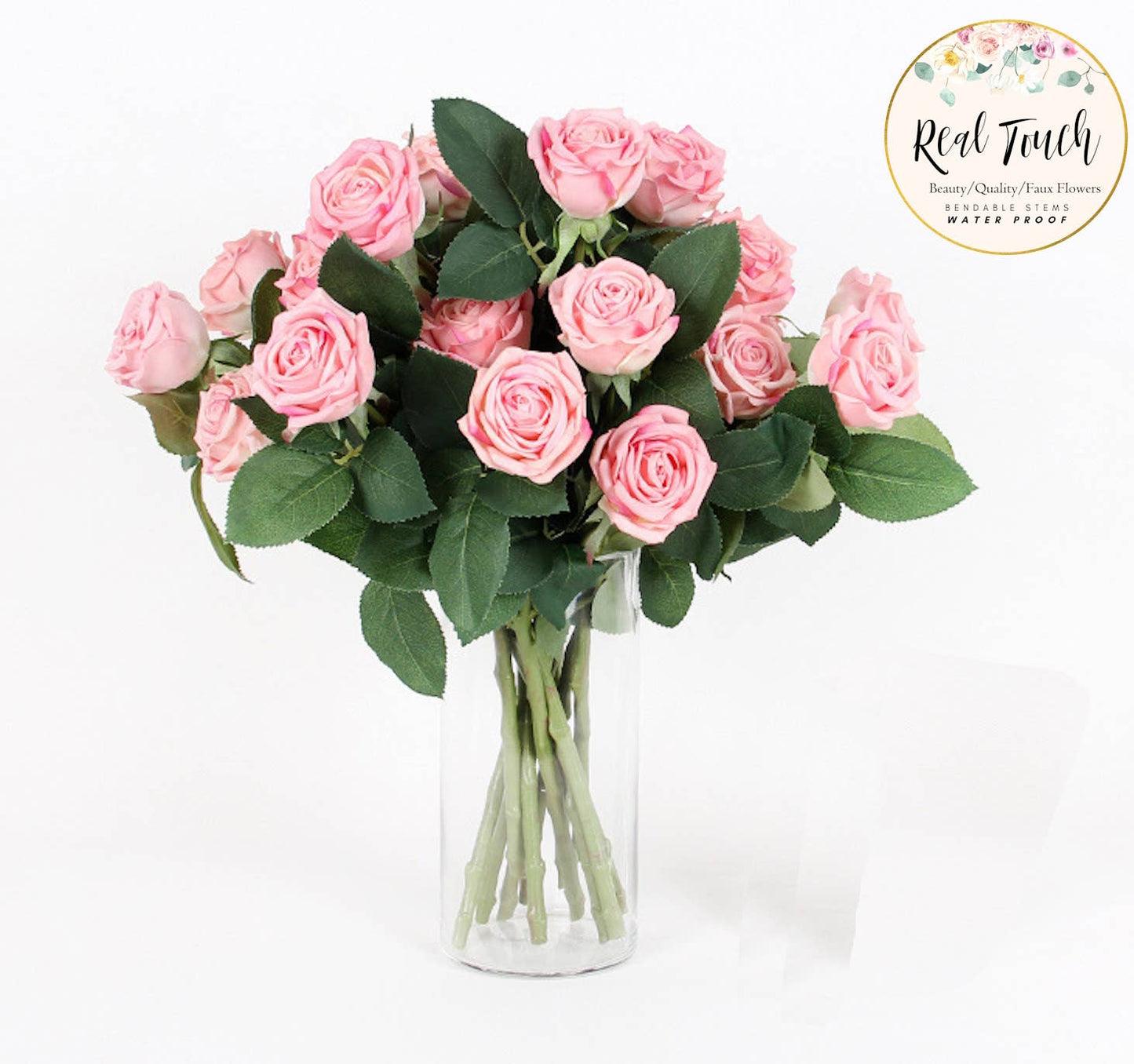 16"Real Touch Garden Tea Rose with 2 sprays