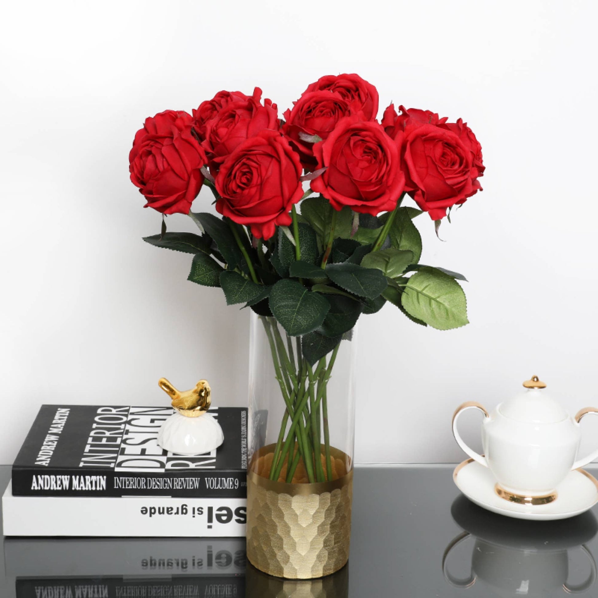 17"-Ultra Realist Real touch Cabbage Rose-Artificial 
