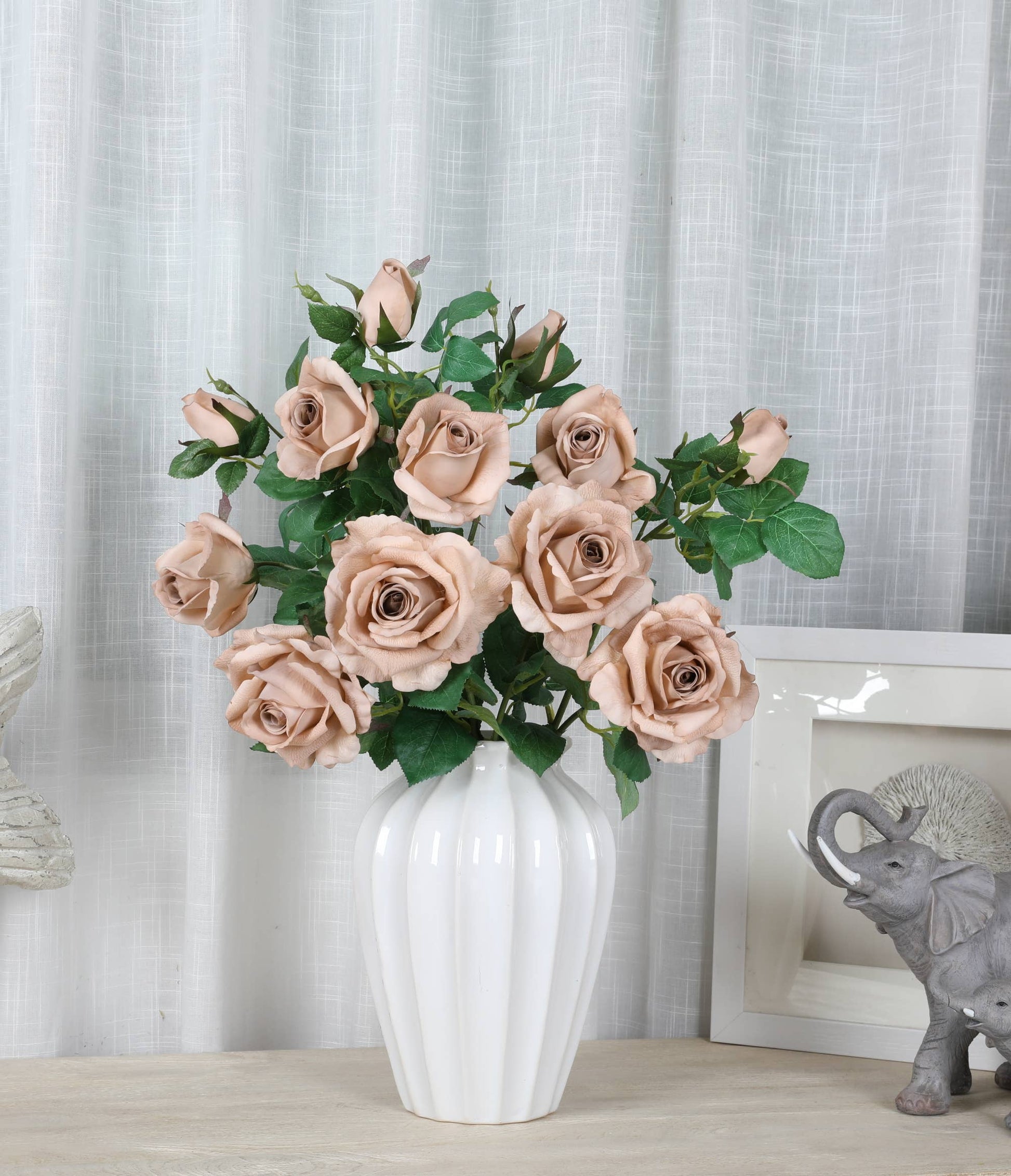 27"-Real Touch moisturized coating rose stem-3 Blooms