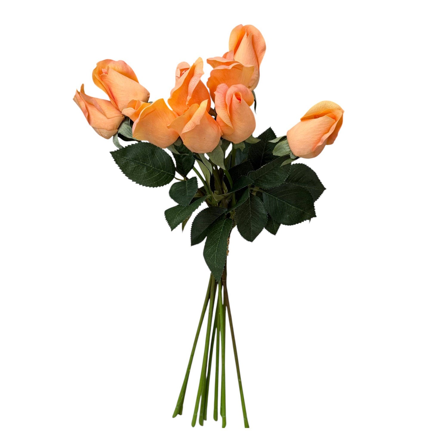 9 Stems-Raffia Tied Real Touch Moisturized Coating Rose