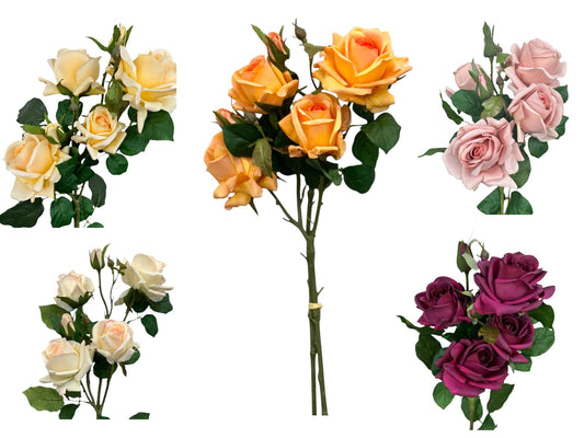 28.75"-Ultra Realistic-Real Touch Rose Stem with 6 Flowers