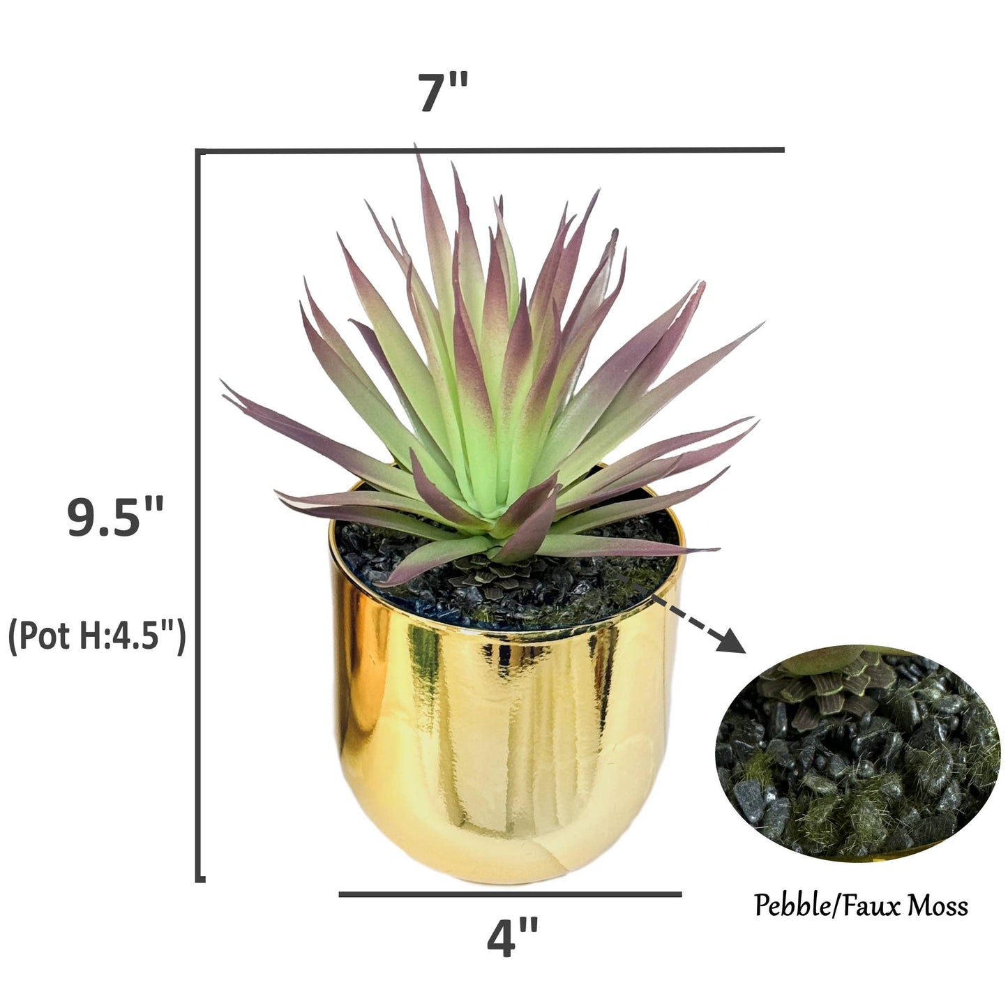 Potted Artificial Tabletop Succulents -Echeveria Yucca