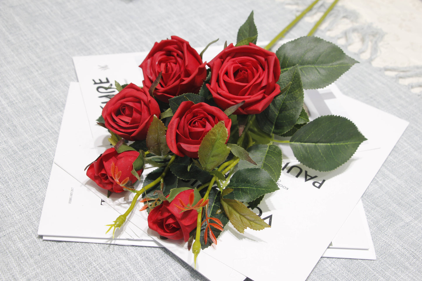 24" Real Touch Rose-3 flowers