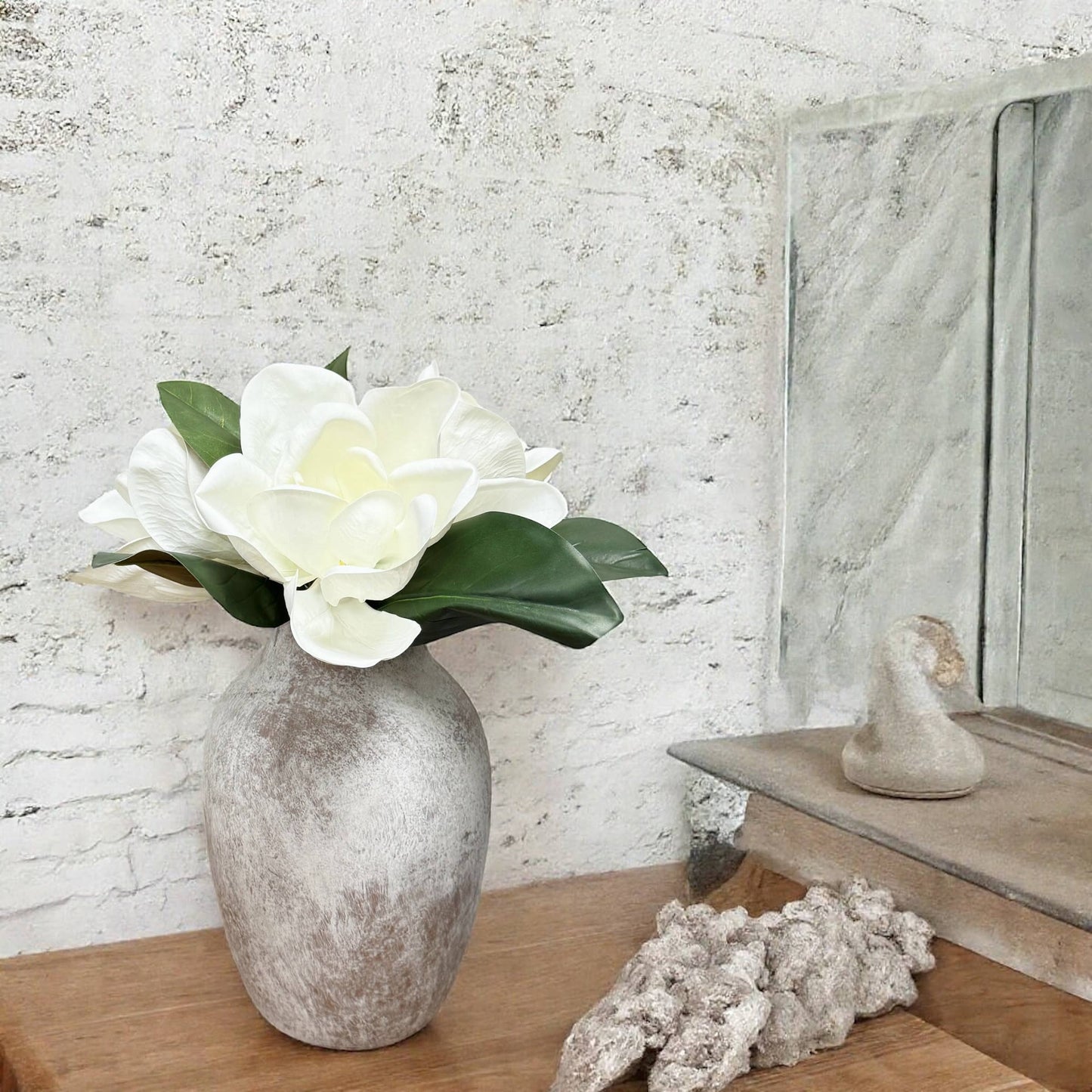 Realistic 6-8"Large bloom Magnolia Flower with Leaves