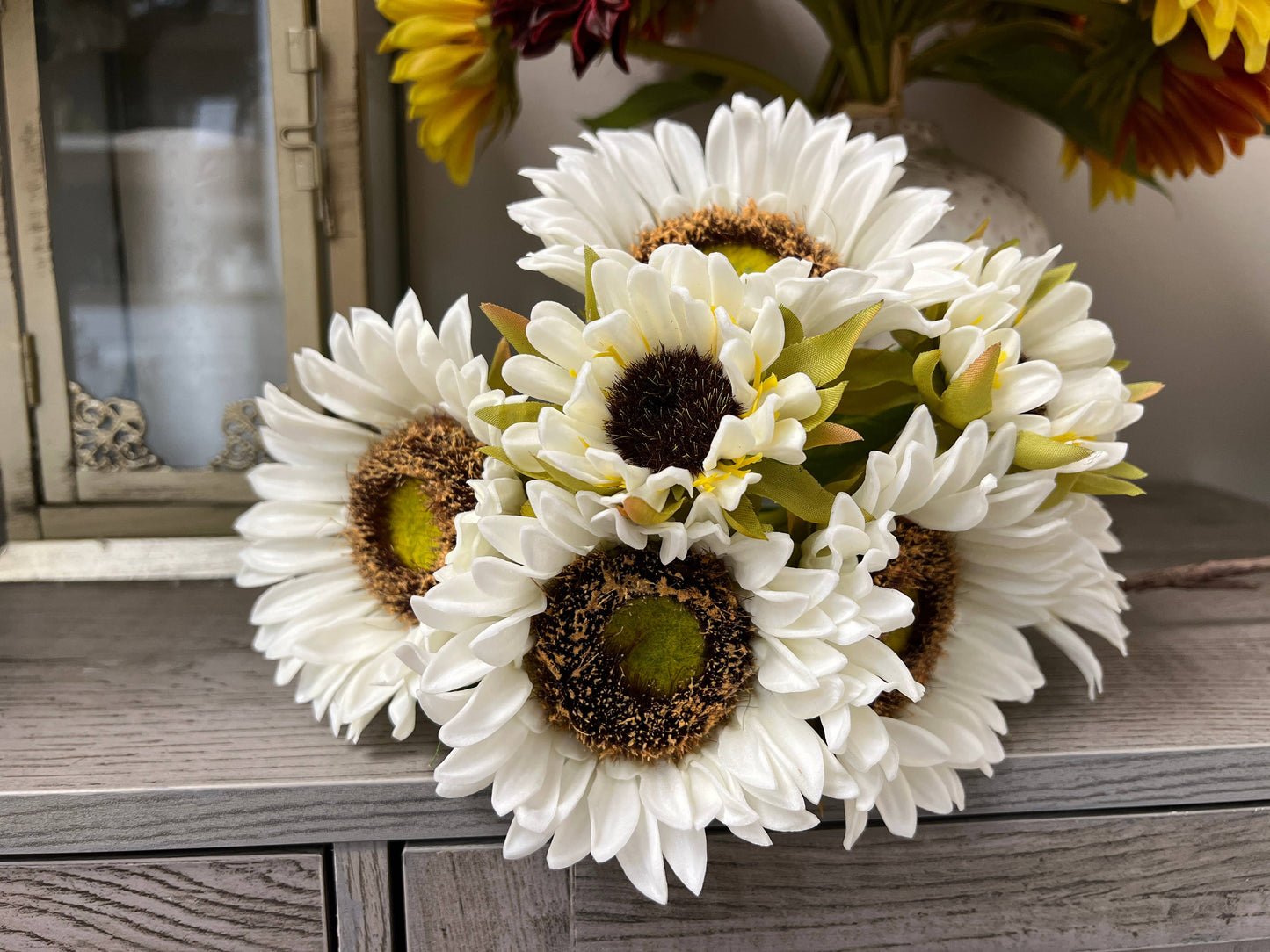 Pack of 7Stems-Rustic antique -Real Touch Sunflower Bouquet