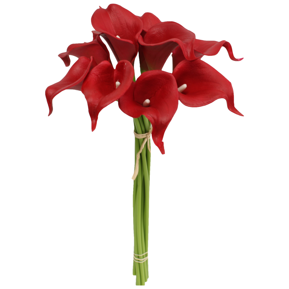 10-stem Calla Lilies-13" Real Touch-Red color palette