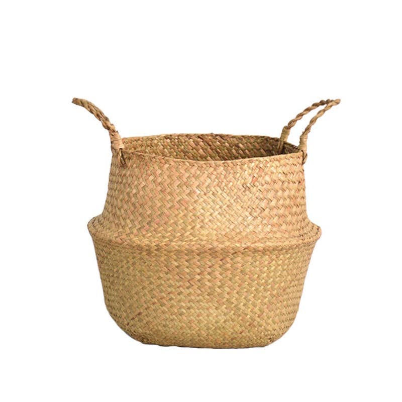 Foldable Seagrass Belly Basket/planter–Natural Woven Storage