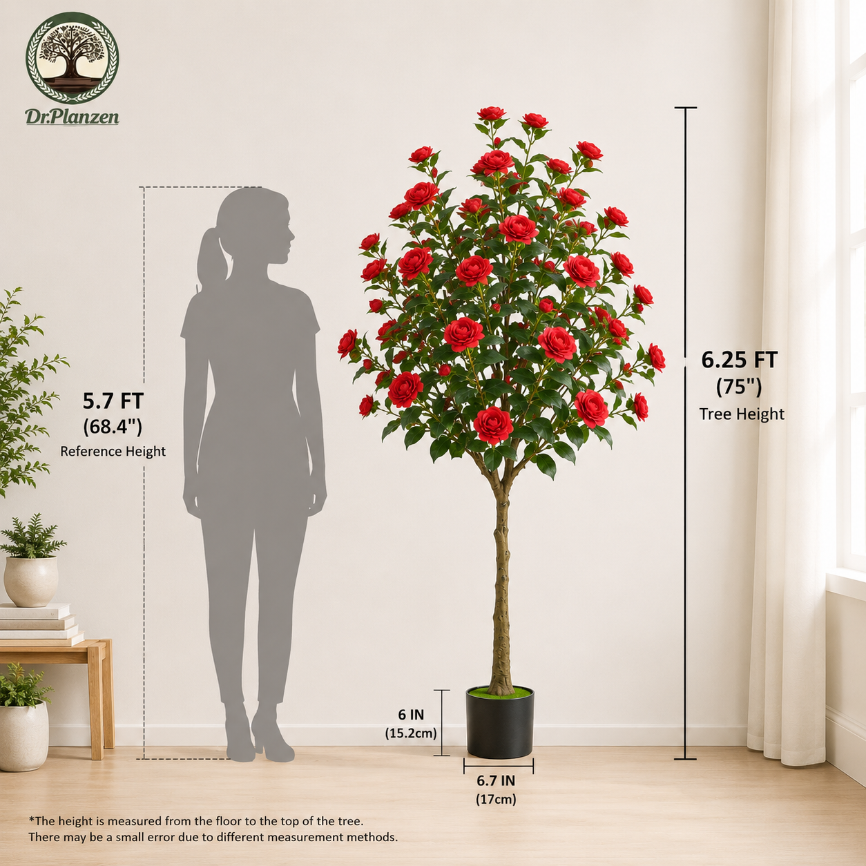  Artificial Camellia Tree with Polyester Flowers  Real Touch