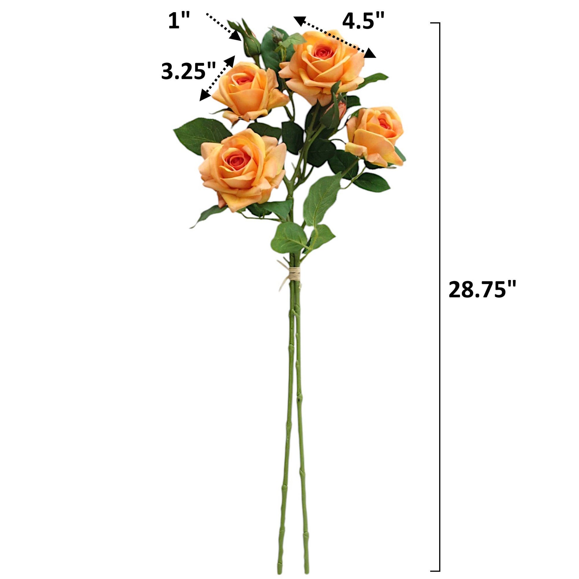 28.75"-Ultra Realistic-Real Touch Rose Stem with 6 Flowers