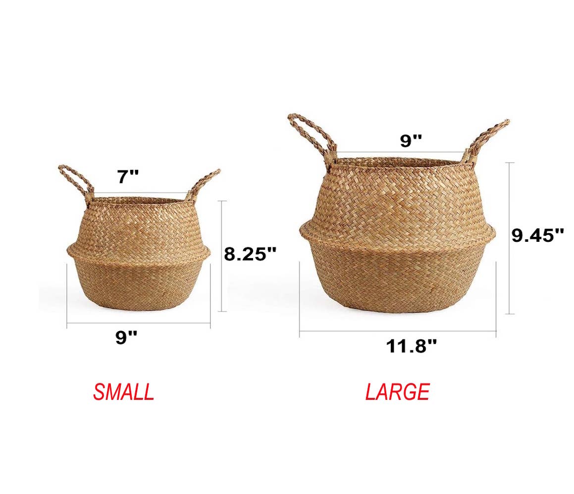 Foldable Seagrass Belly Basket/planter–Natural Woven Storage