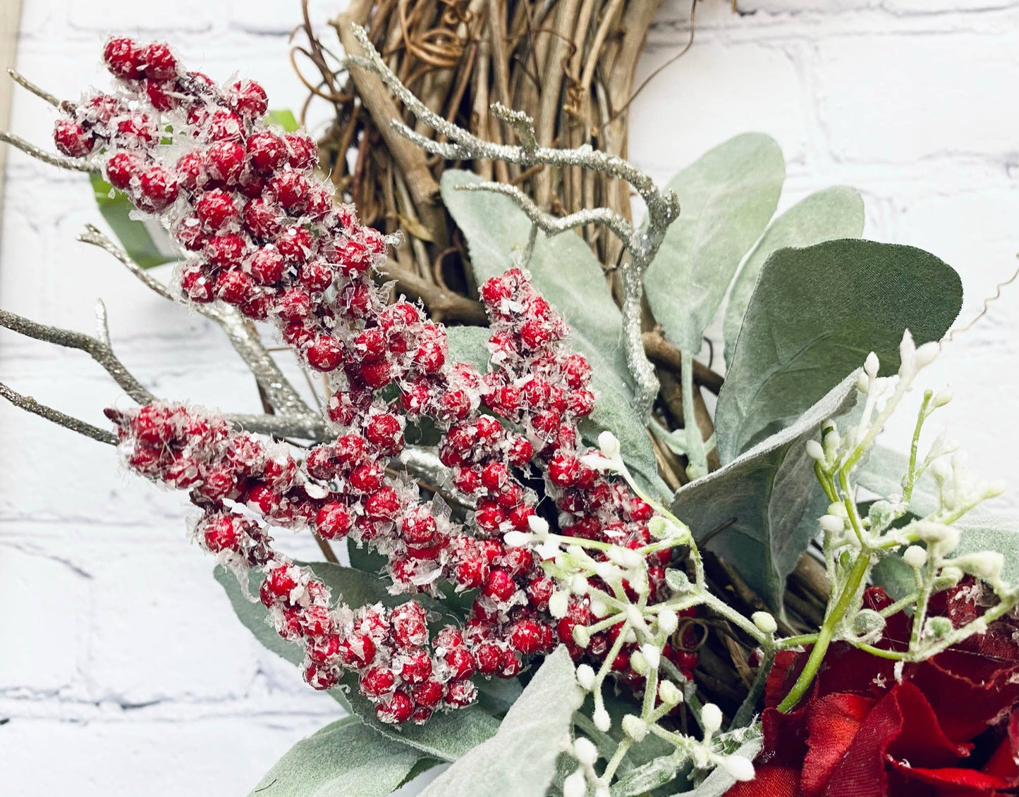 Holiday Edition-18 stem-Snowy Succulent Berry Pinecone Picks