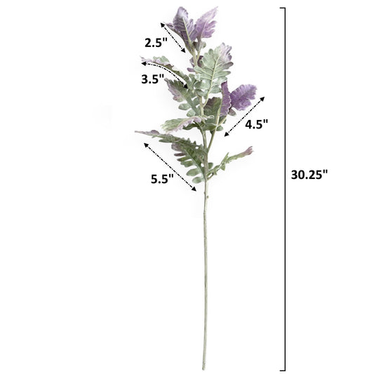 30.5"-Premium-quality Frosted Dusty Miller Spray-14 leaves
