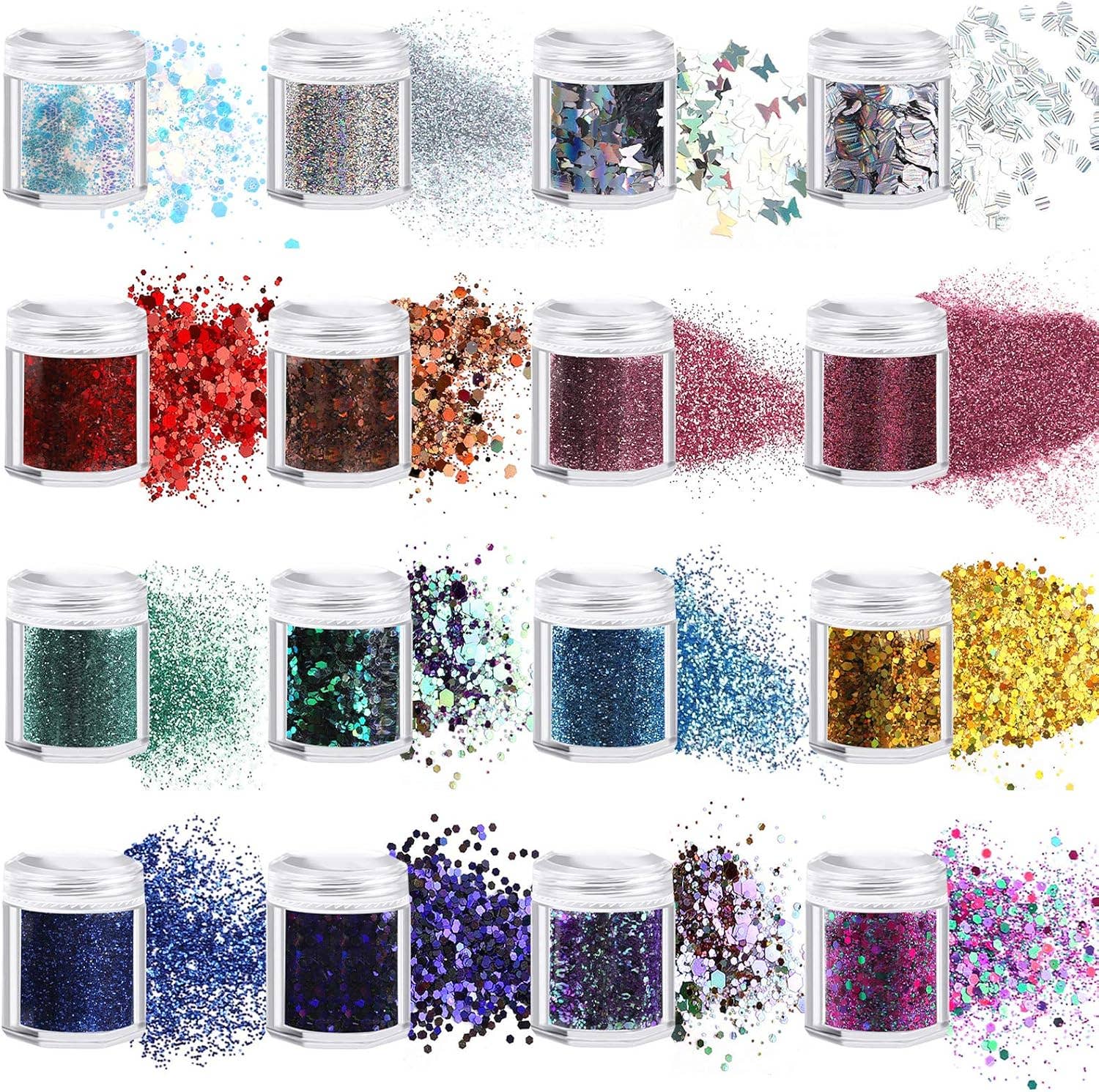 Box of 6 colors-Holographic Chunky Glitters Palette