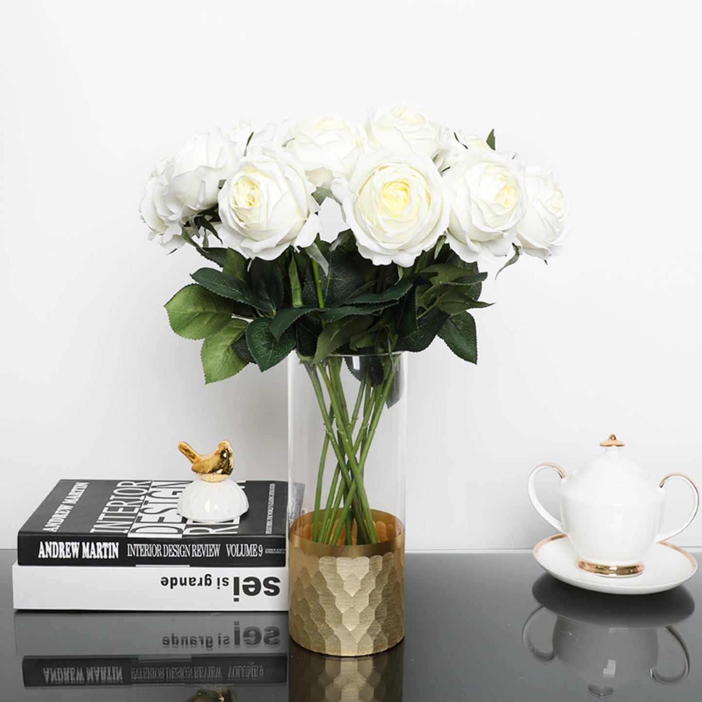 17"-Ultra Realist Real touch Cabbage Rose-Artificial 