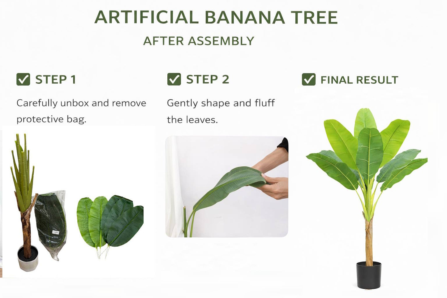 Large Artificial Banana Tree-PE Leaves Lifelike Trunk