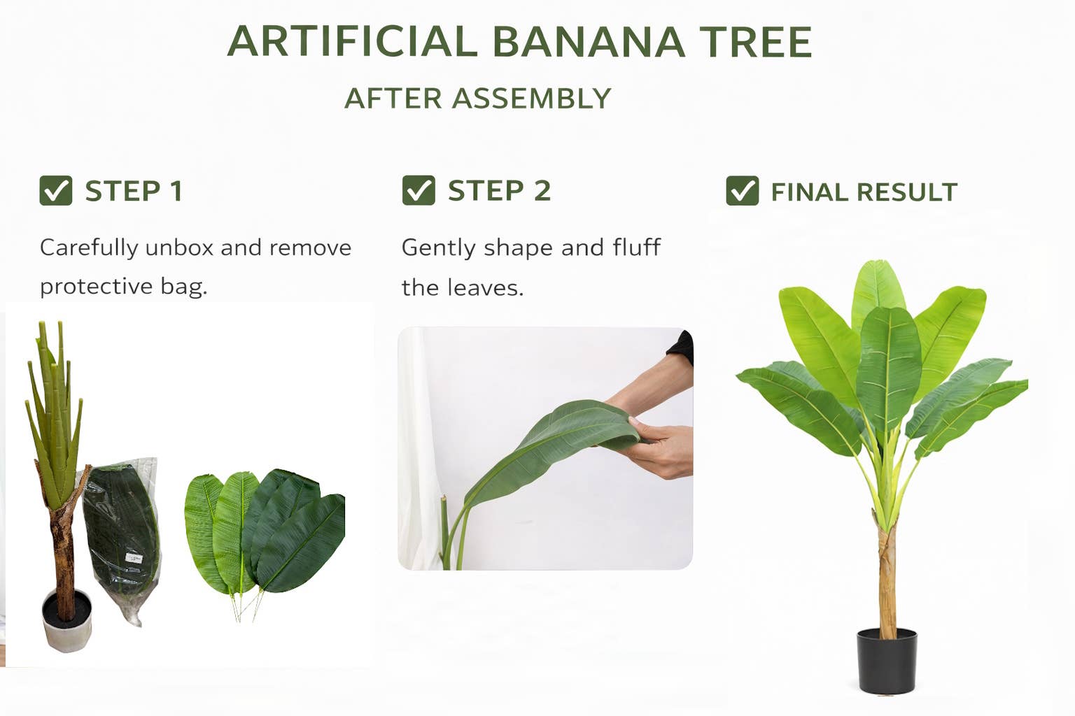 Large Artificial Banana Tree-PE Leaves Lifelike Trunk