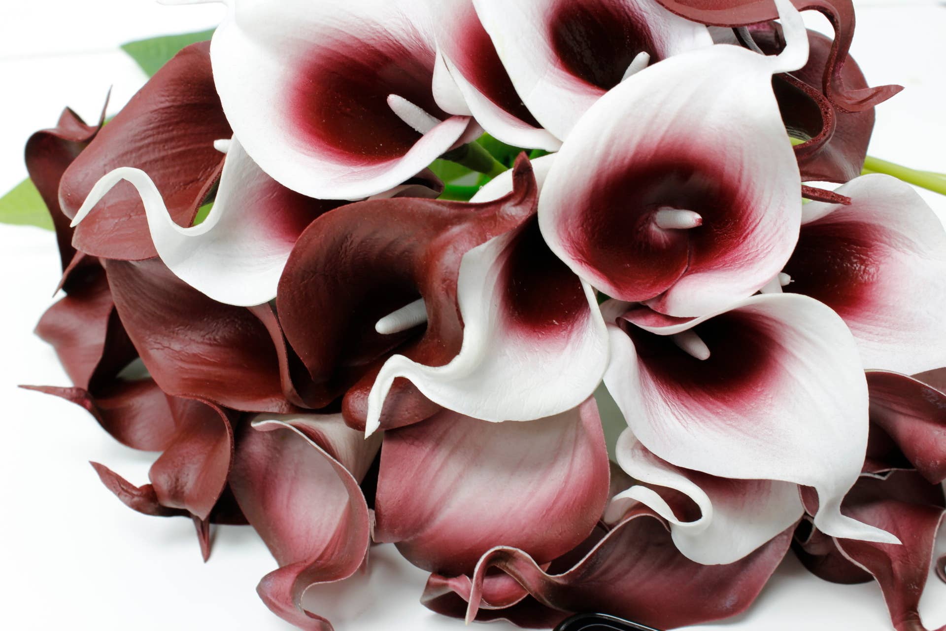 10-stem real touch calla lily-Red burgundy color palette