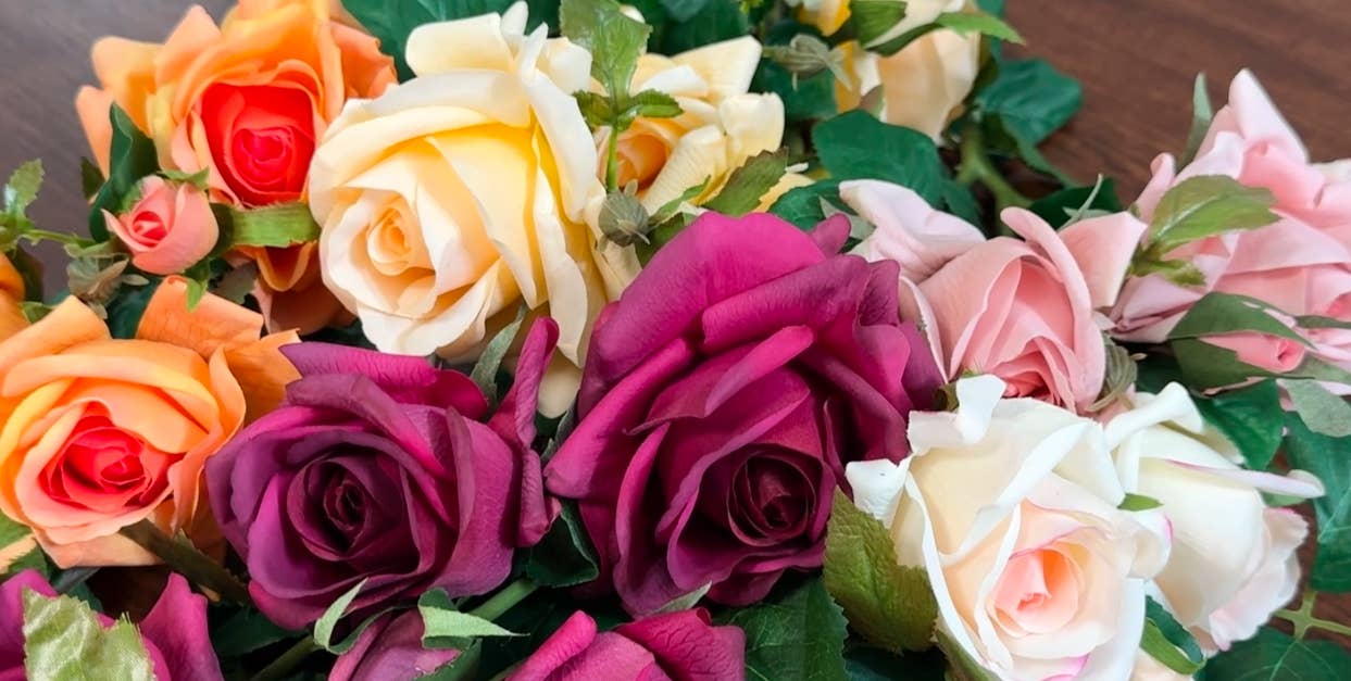 28.75"-Ultra Realistic-Real Touch Rose Stem with 6 Flowers