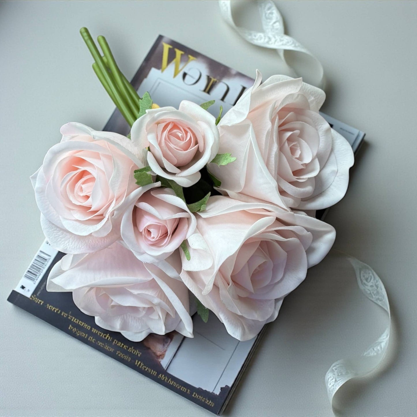 10" Pack of 6 Stems-Ultra Realistic Moisturized Touch Rose