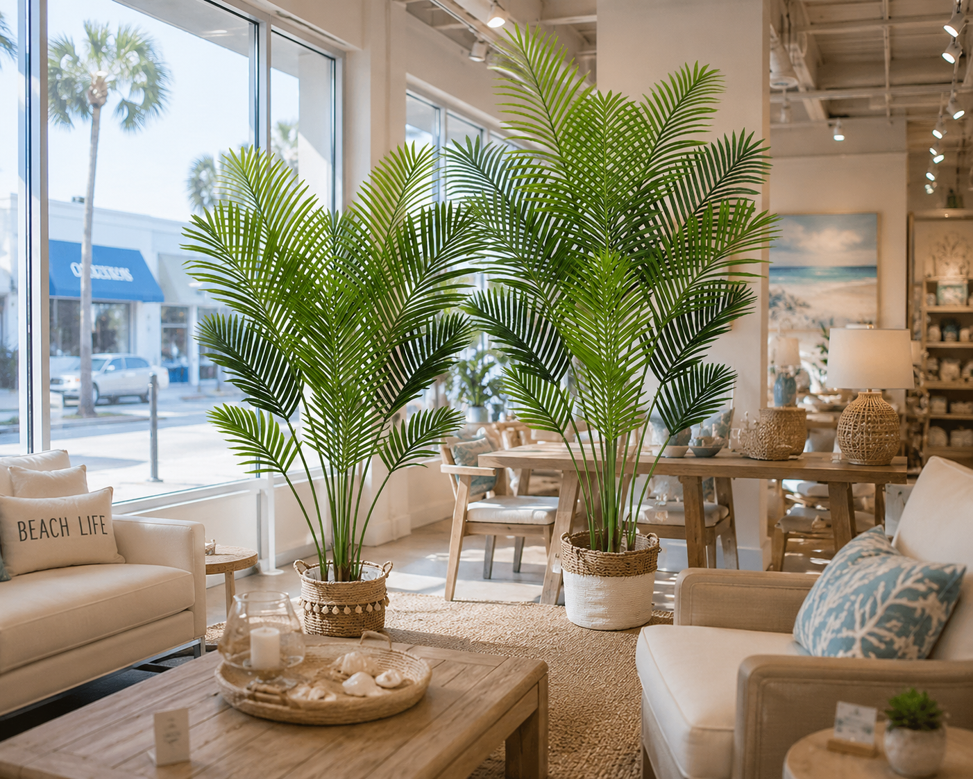 58"-Potted Lush Green Artificial Palm Tree-15 Large Leaves