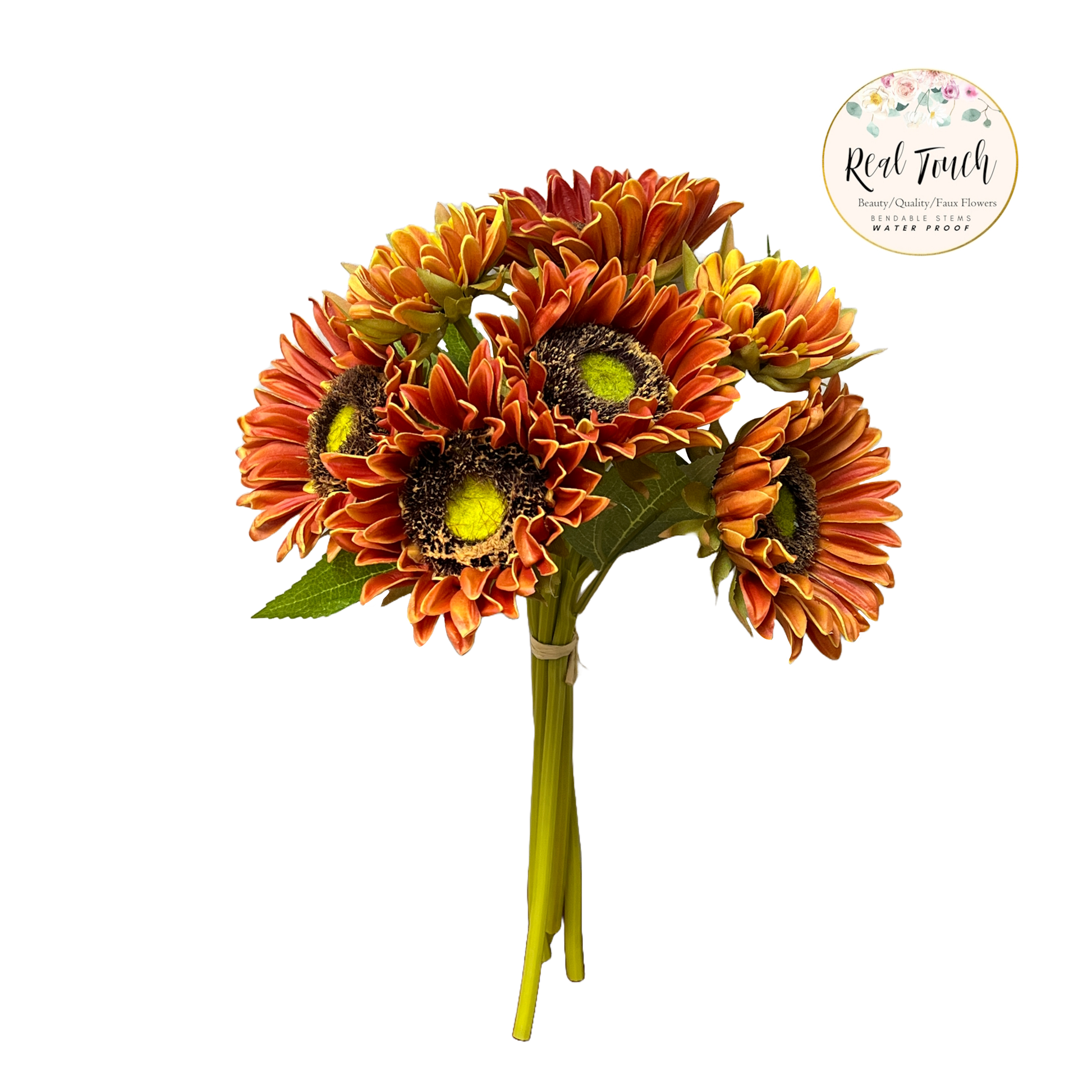 Pack of 7Stems-Rustic antique -Real Touch Sunflower Bouquet